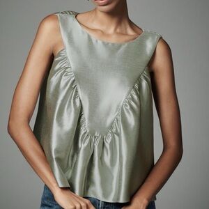 MARE MARE Mint Green Ruched Sleeveless Blouse | Shirred Swing Tank Size Medium